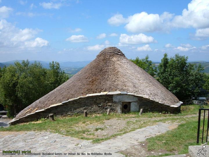 A palloza is a traditional thatched house as found in the in Galicia, Spain